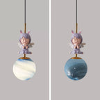 Lumendat Contemporary Nordic Kids Resin Glass Round Angel 1-Light Pendant Light For Bedside Lumendat