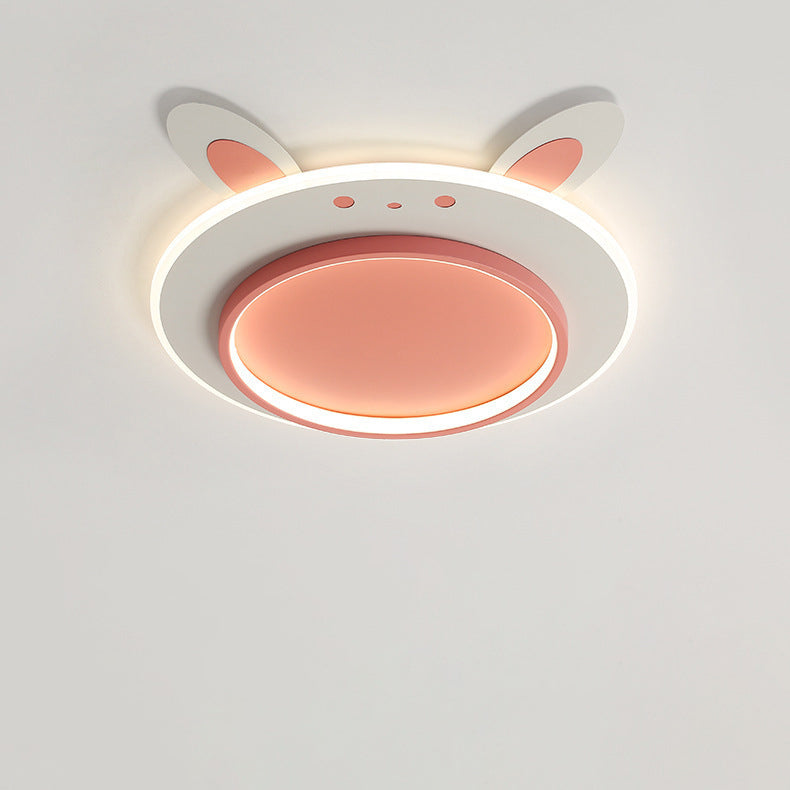 Lumendat Modern Simplicity Kids Iron Acrylic Rabbit Round LED Flush Mount Ceiling Light For Bedroom Lumendat