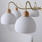 Nordic Japanese Glass Round Wood 3/6/8 Light Chandelier Lumendat