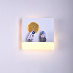 Lumendat Contemporary Creative Iron Resin Round Astronaut LED Wall Sconce Lamp For Bedroom Lumendat