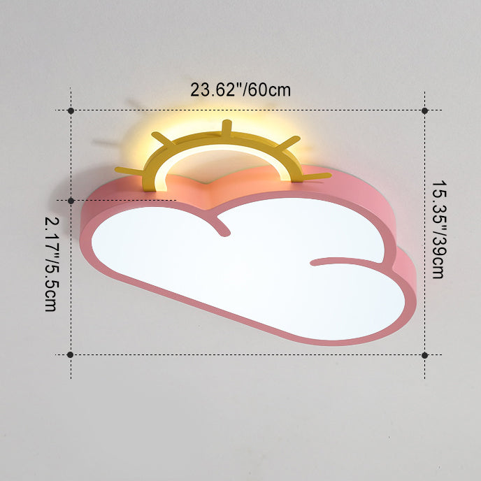 Lumendat Contemporary Creative Cartoon Cloud Sun Acrylic Shade LED Kids Flush Mount Ceiling Light For Bedroom Lumendat