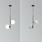 Modern Minimalist Iron Glass Round Ball Branch 2-Light Chandelier for Living Room Lumendat