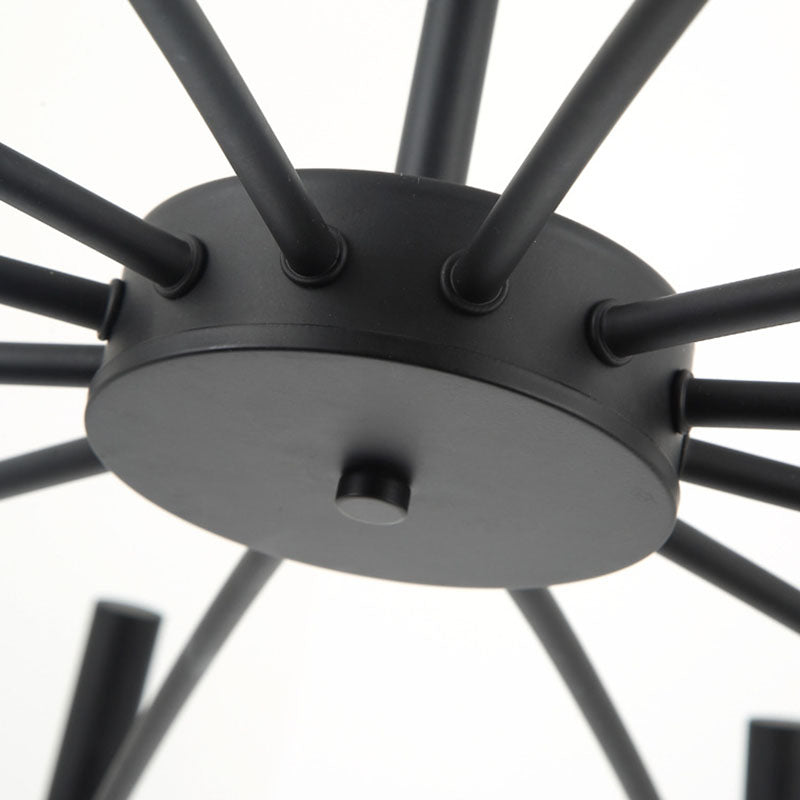 Contemporary Scandinavian Round Radioactive Iron Aluminum 12/24 Light Chandelier for Living Room