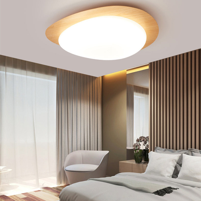 Contemporary Scandinavian Pebble Shape Iron Acrylic LED Flush Mount Ceiling Light for Bedroom