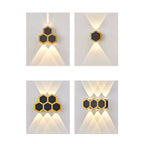 Outdoor Simple Hexagonal Combination Black Gold LED Wall Sconce Lamp