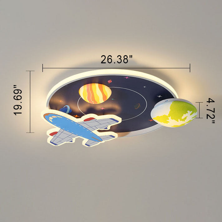 Lumendat Cartoon Creative Aircraft Space LED Kids Flush Mount Ceiling Light Lumendat