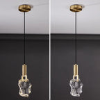 Modern Luxury Copper Irregular Crystal Stone LED Pendant Light for Living Room BulbSquare