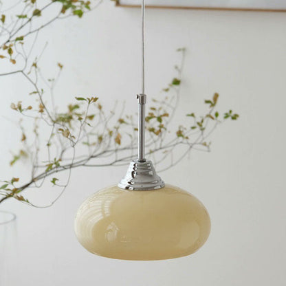 Traditional French Oval Iron Glass 1-light Pendant Light for Bedroom
