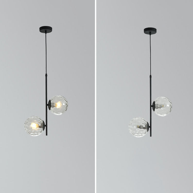 Modern Minimalist Iron Glass Round Ball Branch 2-Light Chandelier for Living Room Lumendat