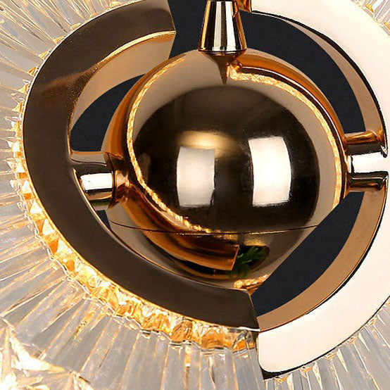 Contemporary Luxury Gold Finish Frame Round Shade LED Pendant Light for Bedroom
