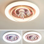 Lumendat Contemporary Creative Cartoon Pink Astronaut Unicorn Round Acrylic Resin LED Flush Mount Ceiling Light For Bedroom Lumendat