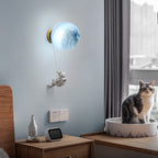 Contemporary Creative Orb Astronaut Iron Resin 1-Light Wall Sconce Lamp For Bedroom