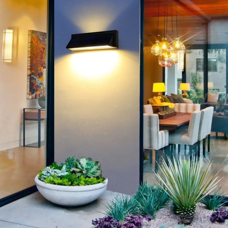 Outdoor Solar Waterproof Rectangular Slant LED Patio Wall Sconce Lamp Lumendat