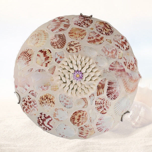 European Mediterranean Shell Art Round LED Flush Mount Ceiling Light Lumendat
