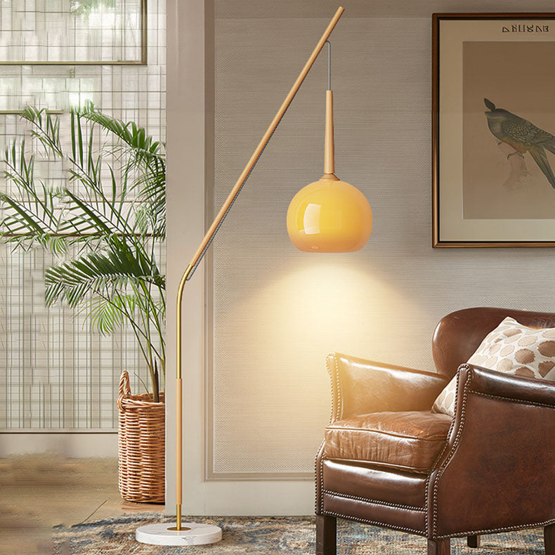 Traditional Vintage Orb Iron Glass 1-Light Standing Floor Lamp For Bedroom Lumendat
