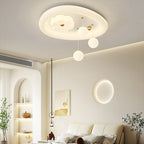 Lumendat Contemporary Nordic Kids Iron PE Elliptical Round Ball Flower Moon LED Flush Mount Ceiling Light For Bedroom Lumendat