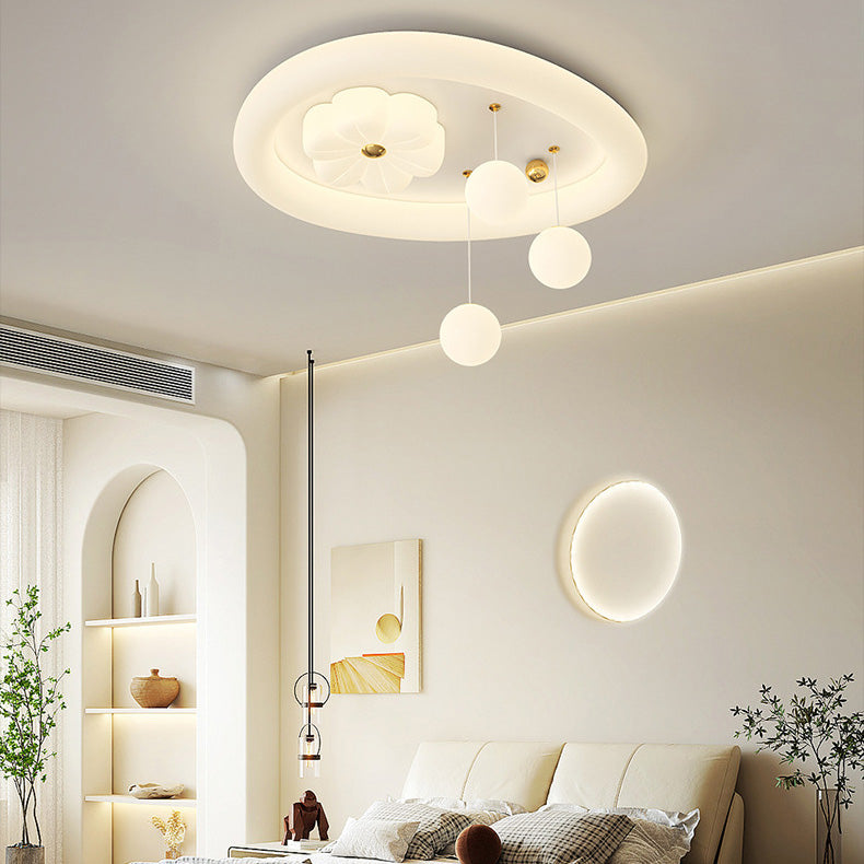 Lumendat Contemporary Nordic Kids Iron PE Elliptical Round Ball Flower Moon LED Flush Mount Ceiling Light For Bedroom Lumendat