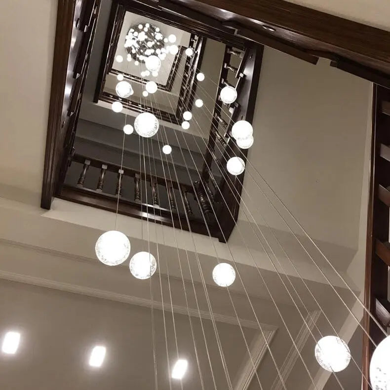 Modern Luxury Staircase Crystal Orb Ball Shade LED Loft Chandelier Lumendat