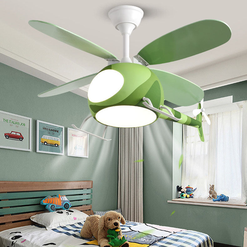 Lumendat Contemporary Creative Iron Cartoon Planes LED Downrods Ceiling Fan Light for Bedroom Lumendat