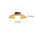 Japanese Wabi-sabi Faux Woodgrain Flying Saucer Design 1-light Semi-flush Mount Ceiling Light BulbSquare