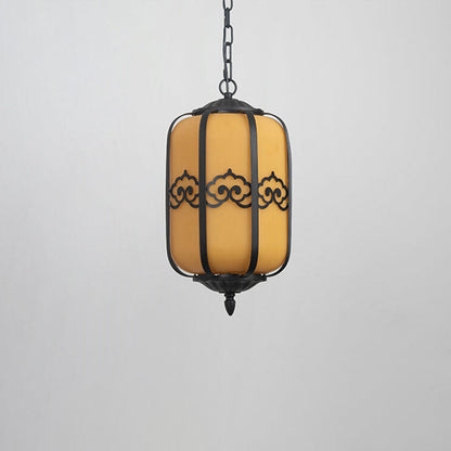 Modern Chinese Marble Lantern Outdoor Waterproof 1-Light Pendant Light