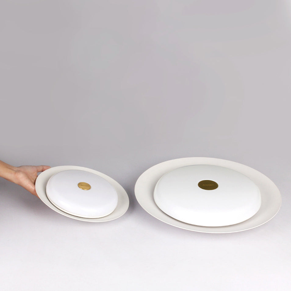 Contemporary Scandinavian Round Aluminum Acrylic Copper LED Semi-Flush Mount Ceiling Light For Living Room