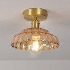 Vintage Brass Glass Dome 1-light Semi-flush Mount Ceiling Light BulbSquare