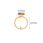Modern Japanese Minimalist Log Bird Round 1-Light Semi-Flush Mount Ceiling Light Lumendat