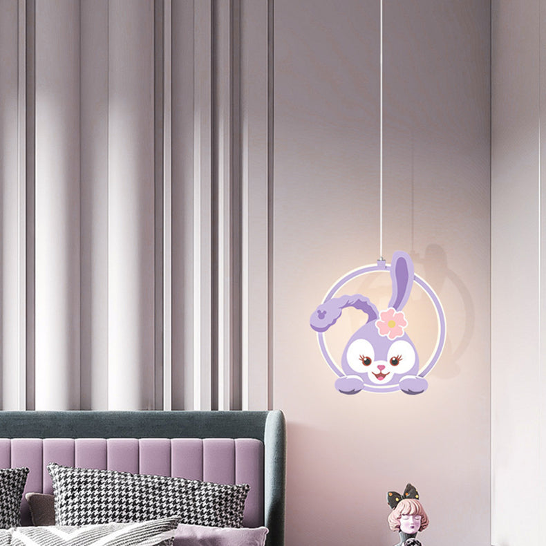 Lumendat Contemporary Creative Kids Iron Aluminum Acrylic Circle StellaLou Rabbit LED Pendant Light For Bedroom Lumendat