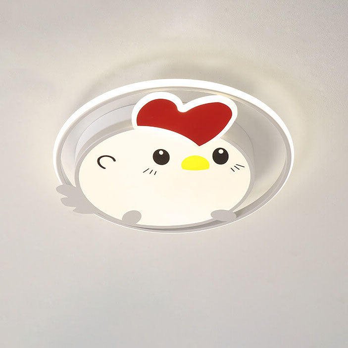Lumendat Childlike Cartoon Chick Acrylic Round LED Kids Flush Mount Ceiling Light Lumendat