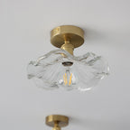 European Vintage Lotus Leaf Iron Copper 1-light Semi-flush Mount Light BulbSquare