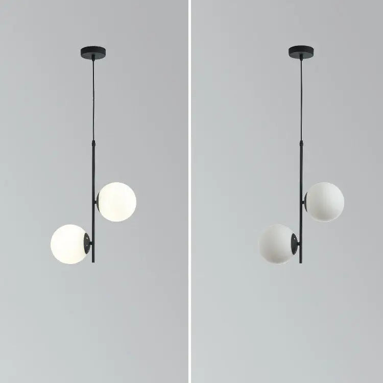 Nordic Minimalist Glass Ball Branch 2-light Chandelier BulbSquare