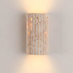 Traditional Japanese Striped Beige Travertine Semicircle LED Waterproof Wall Sconce Lamp For Living Room