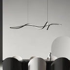 Modern Minimalist Wave Strip Line Iron Aluminium Silica LED Chandeliers Island Light for Dining Room Lumendat