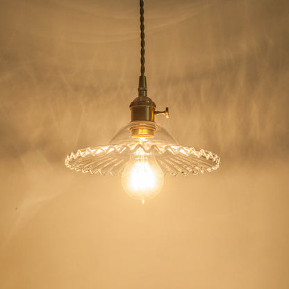 Traditional European Round Textured Glass 1-Light  Dome Lace Pendant Light