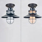 Outdoor Waterproof Iron Frosted Glass 1-Light Semi-Flush Mount Ceiling Light Lumendat