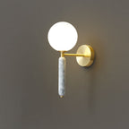 Nordic Ball Shade Marble Straight Arm 1-Light Wall Sconce Lamp Lumendat