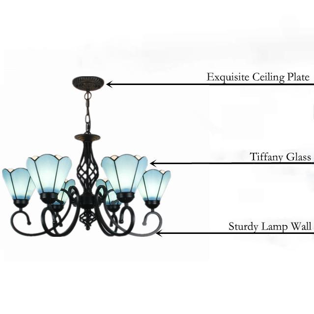 European Creative Tiffany Glass 3/5/6/8 Lights Chandelier BulbSquare