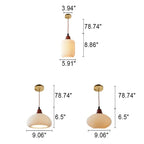 Japanese Vintage Pleated Ceramic Round Dome Wood 1-light Pendant Light Lumendat