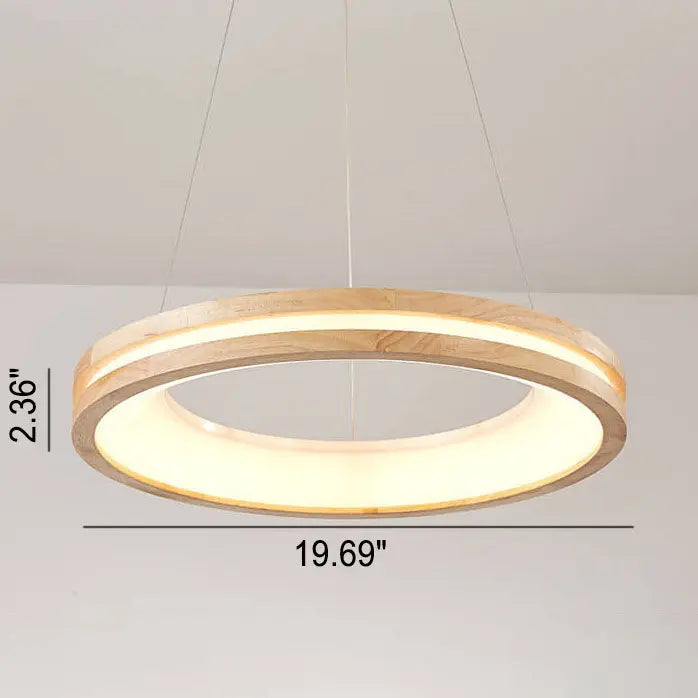 Japanese Minimalist Log Circle Island Light LED Chandelier – Dimmable Lumendat