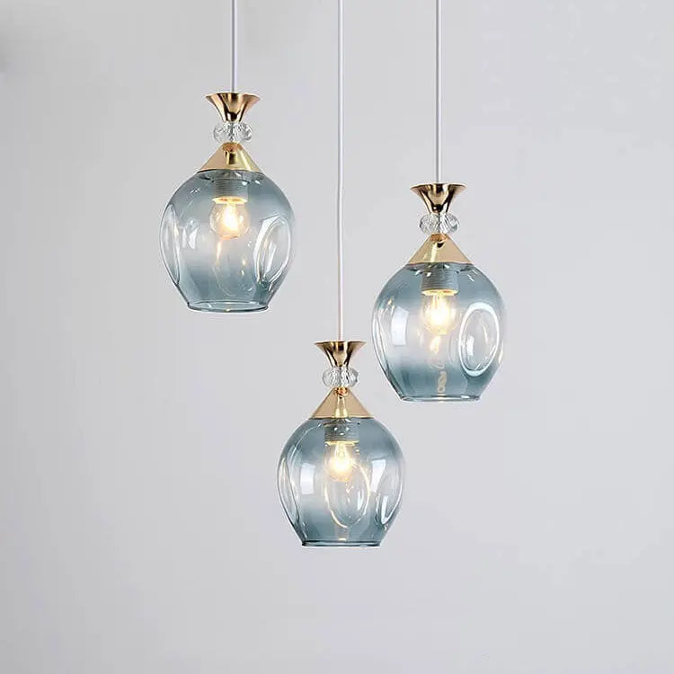 Contemporary Nordic Gradient Glass Metal Orb 1/3 Light Island Light Chandelier for Living Room Lumendat