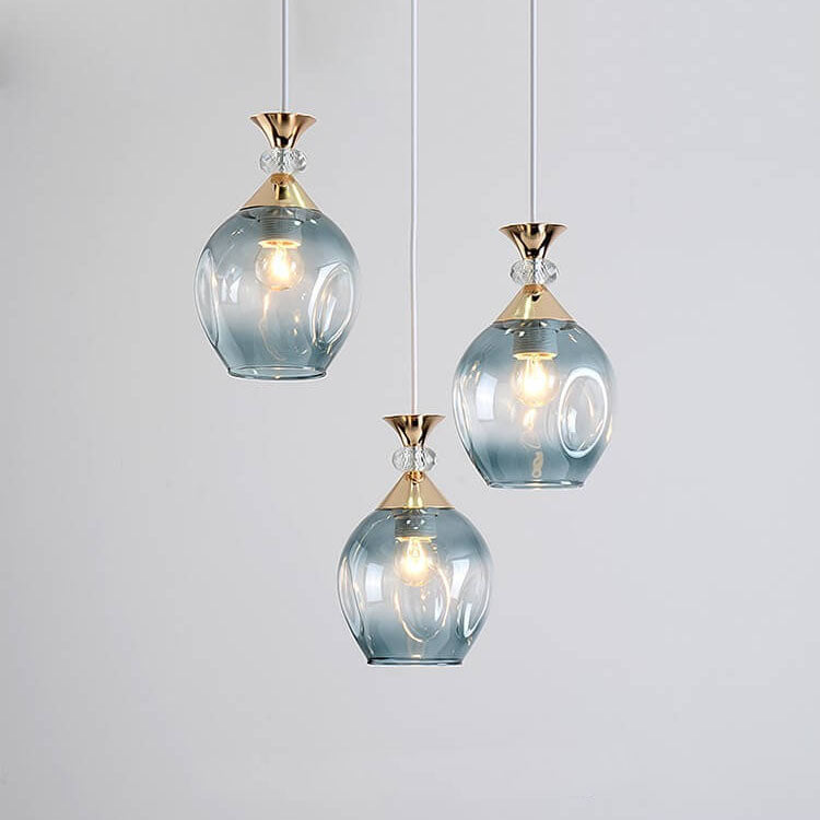 Contemporary Nordic Gradient Glass Metal Orb 1/3 Light Island Light Chandelier for Living Room