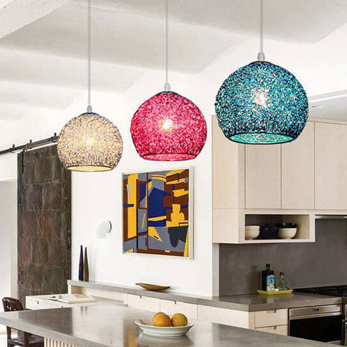 Contemporary Creative Aluminum Macaron Round 1-light Pendant Light for Living Room BulbSquare