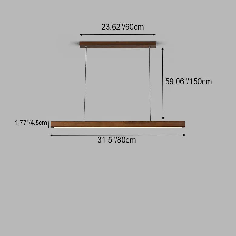 Contemporary Nordic Rubber Wood Acrylic Strip LED Island Light Chandelier for Dining Room BulbSquare