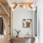 Japanese Minimalist Solid Wood Spotlight Track 1/3/4 Light Flush Mount Ceiling Light Lumendat