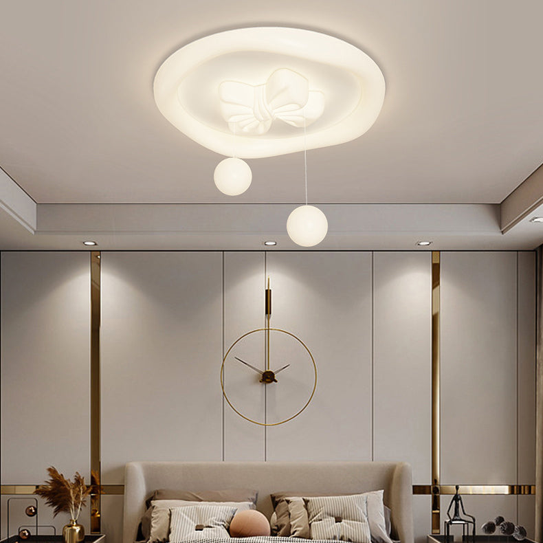 Lumendat Contemporary Creative Kids Round Bow Orb Iron Rolled Plastic LED Flush Mount Ceiling Light For Bedroom Lumendat