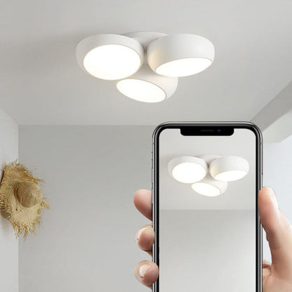Scandinavian Modern Minimalist Iron Plastic Round LED Semi-flush Mount Ceiling Light