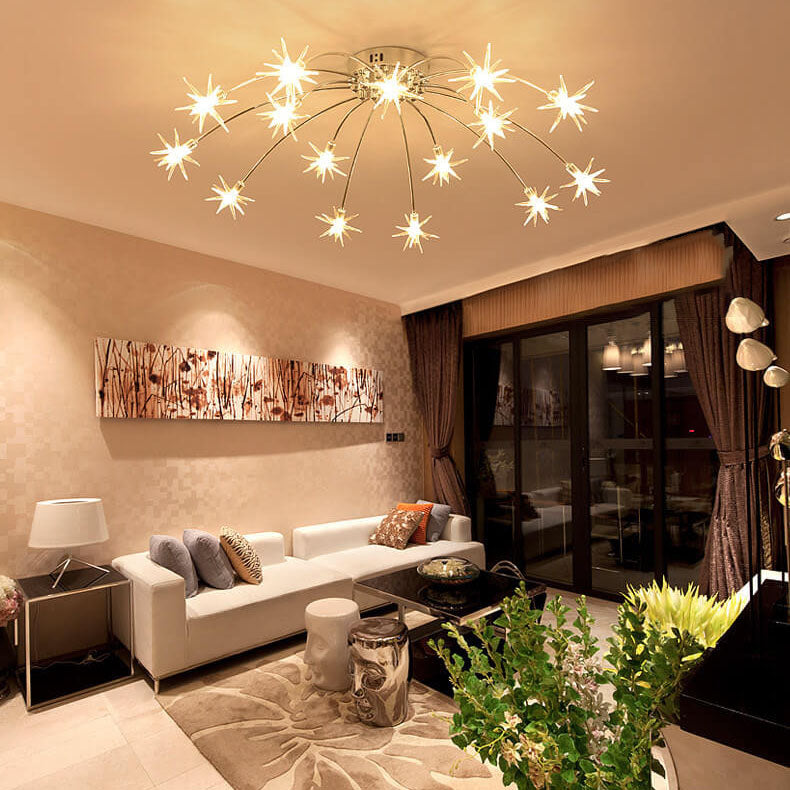Contemporary Creative Full Of Star Iron 12/21/28 Light Flush Mount Ceiling Light For Living Room Lumendat