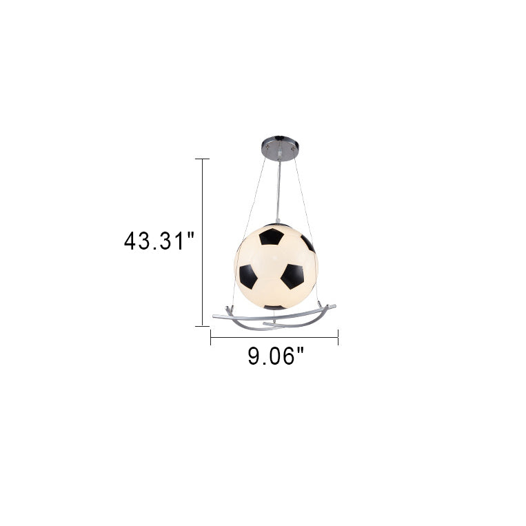 Cartoon Creative Soccer Glass Iron 1-light Kids Pendant Light