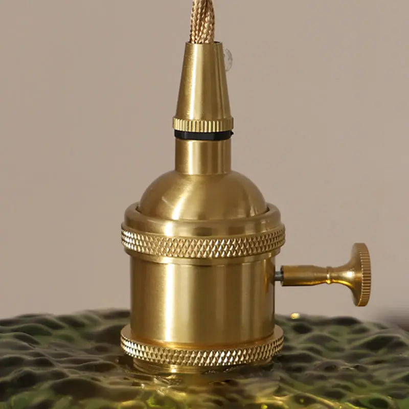 Traditional Vintage Lotus Leaf Glass Brass 1-light Pendant Light for Living Room BulbSquare